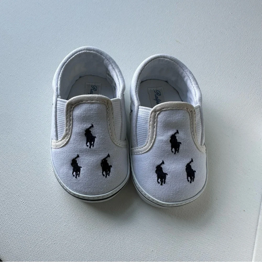 Like New! Ralph Lauren Baby Pony Embroidery Slip On Shoes